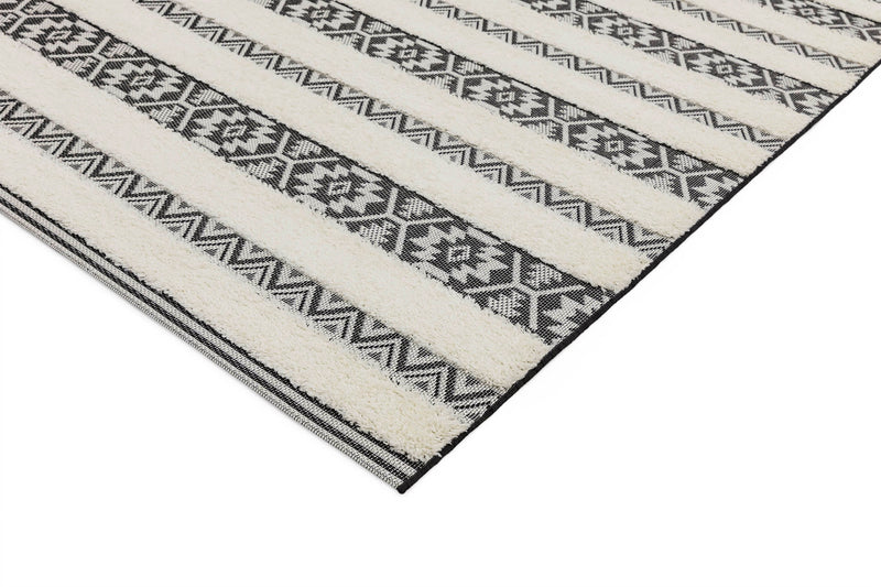 Vloerkleed Easy Living Monty Black Cream Stripe
