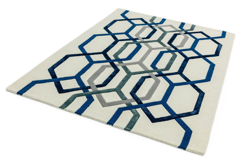 Laagpolig vloerkleed Easy Living Matrix Hexagon White