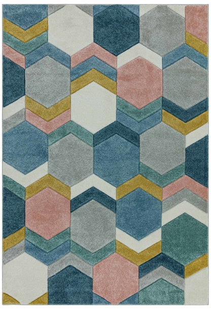 Laagpolig vloerkleed Easy Living Sketch Hexagon Multi