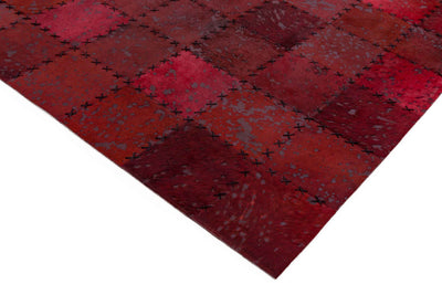Laagpolig vloerkleed Easy Living Xylo Hand Sewn Cowhide Red Cross Stitch