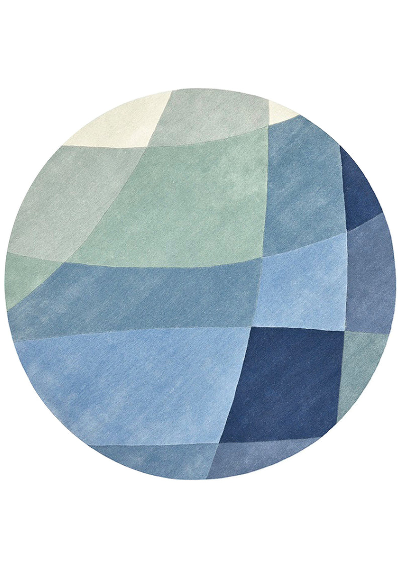 Rond vloerkleed Claire Gaudion Rhythmic Tides Indigo Round