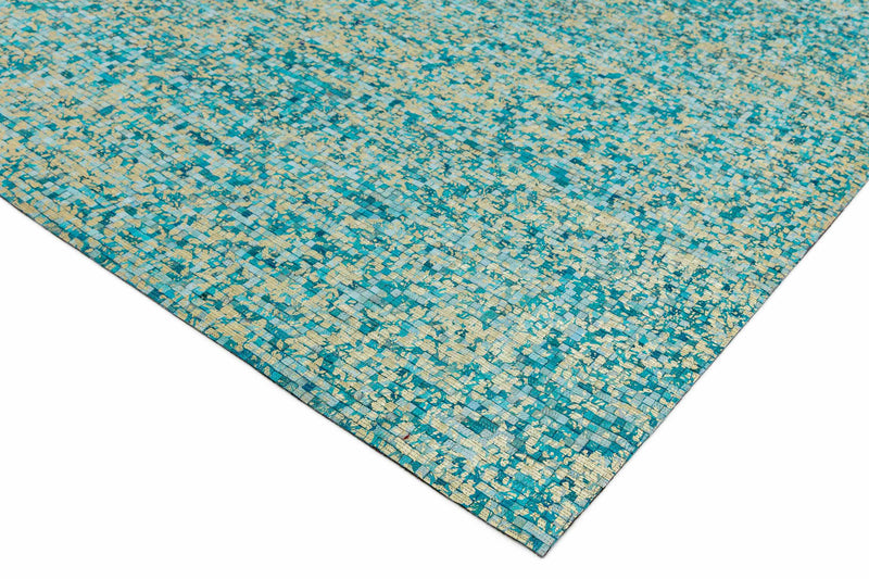 Laagpolig vloerkleed Easy Living Elona Mosaic Cowhide Aqua