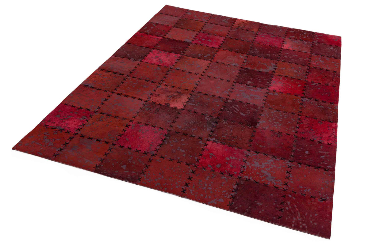 Laagpolig vloerkleed Easy Living Xylo Hand Sewn Cowhide Red Cross Stitch