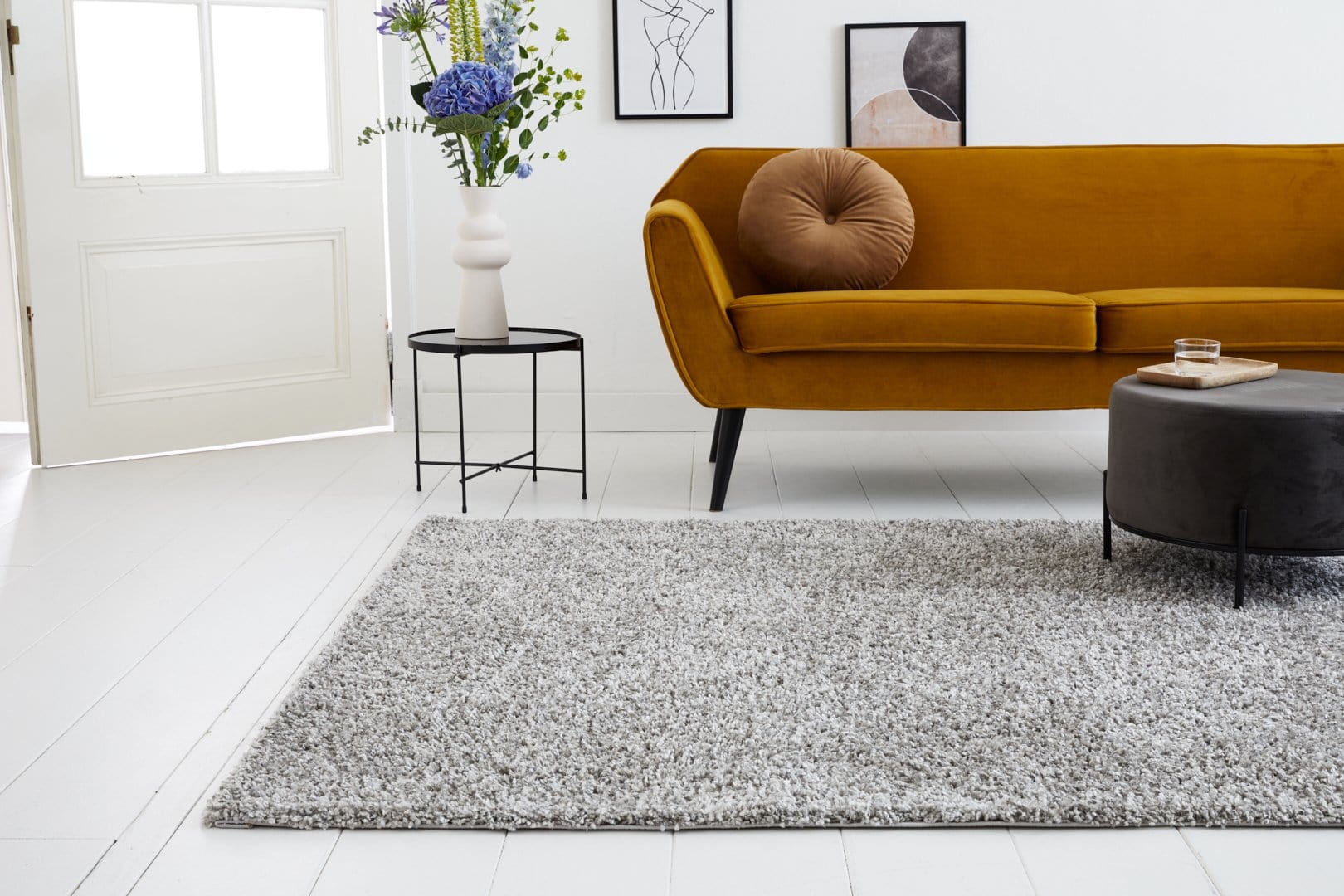 Vloerkleed Obbyo Chelsea Hoogpolig Grijs