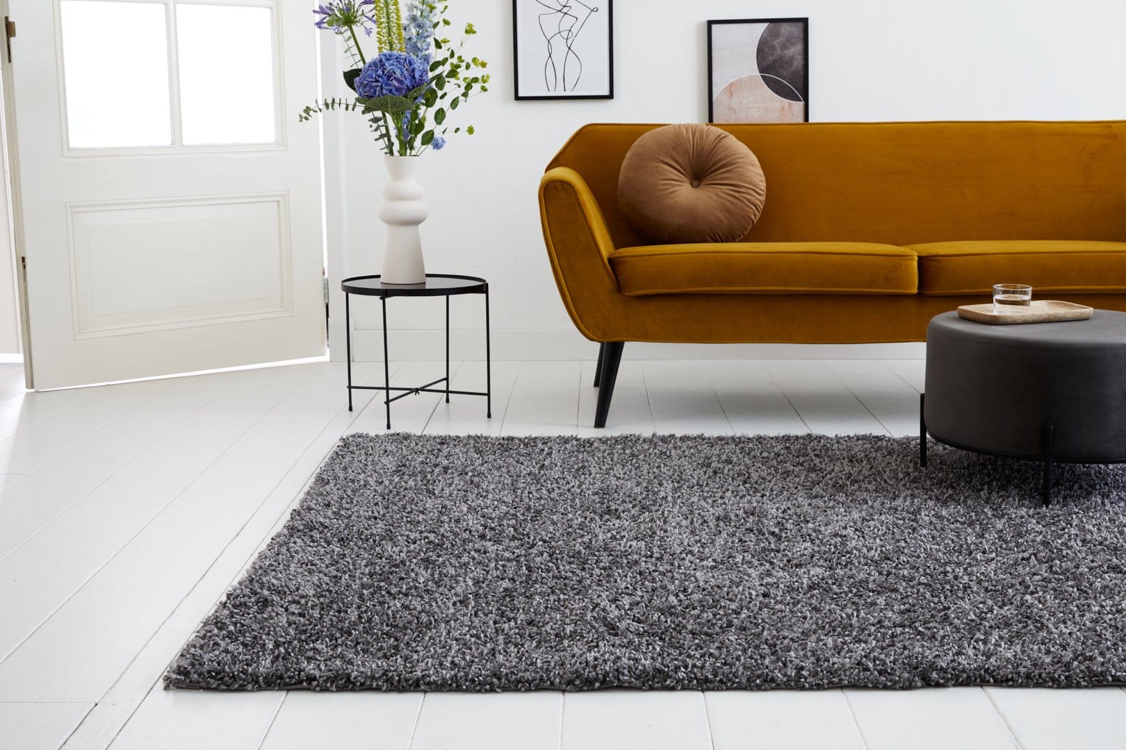 Vloerkleed Obbyo Chelsea Hoogpolig Antraciet