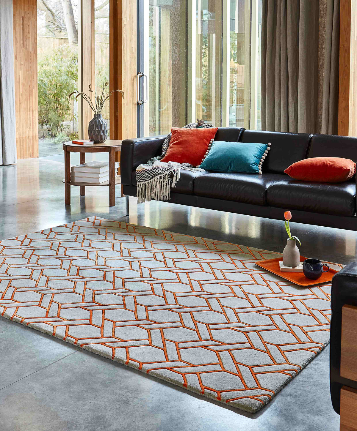 Laagpolig vloerkleed Easy Living Nexus Rug Fine Lines Silver Orange