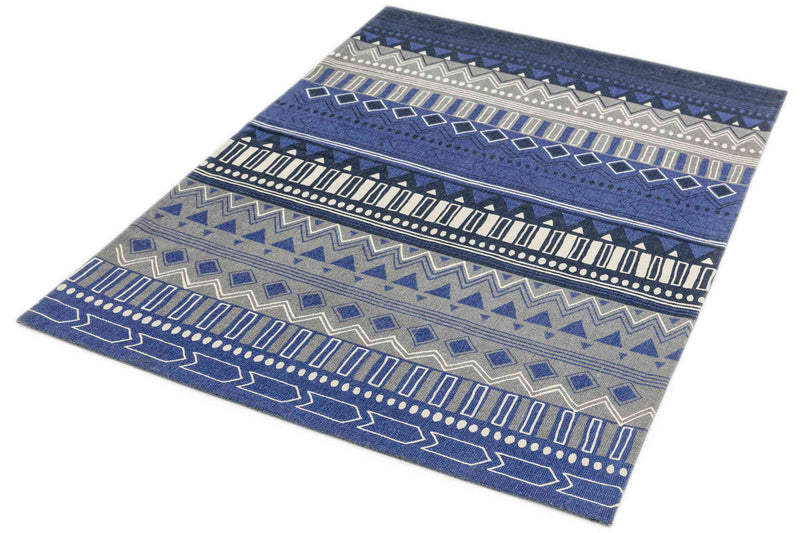 Laagpolig vloerkleed Easy Living Onix 17 Tribal Mix Blue