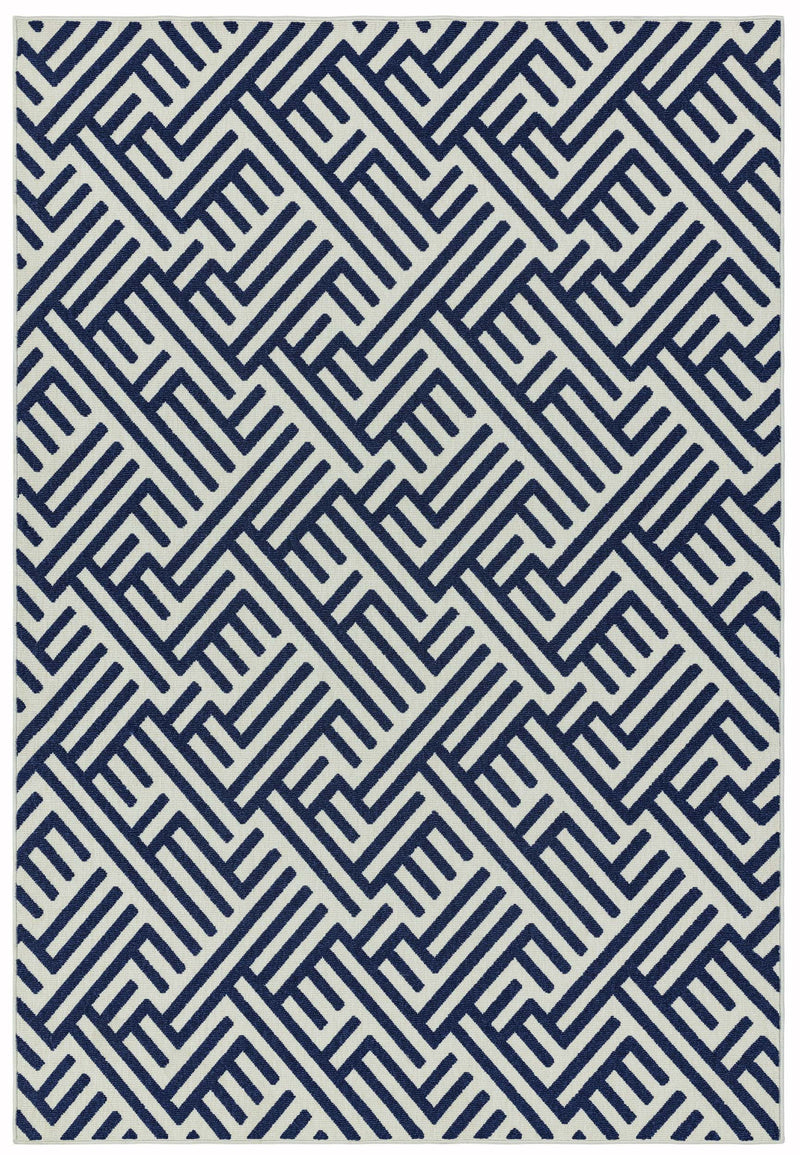 Vloerkleed Easy Living Antibes Blue White Linear
