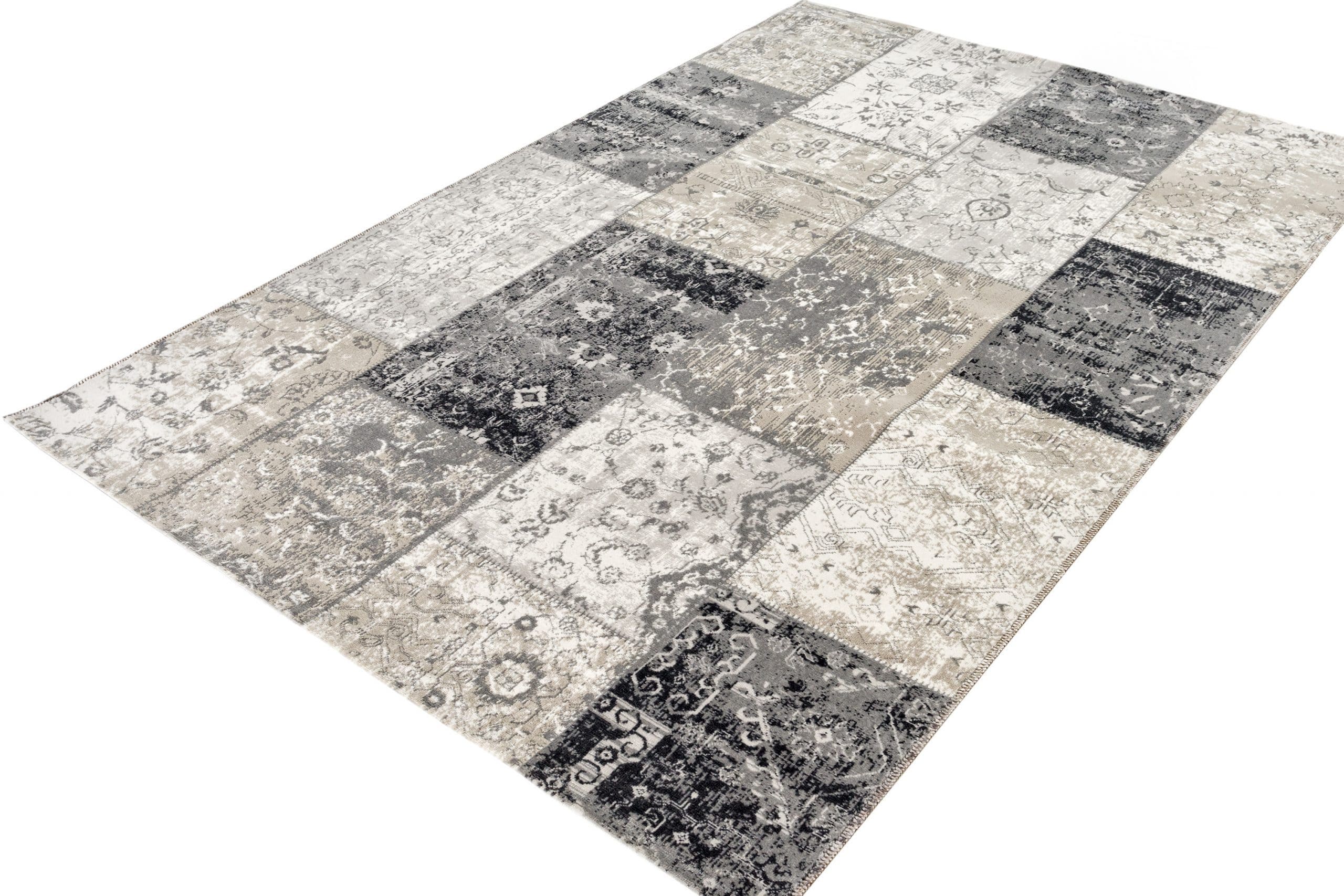 Vloerkleed  Lifa Living Vintage Patch Dark Grey