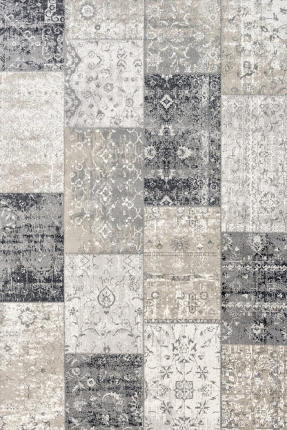 Vloerkleed  Lifa Living Vintage Patch Dark Grey