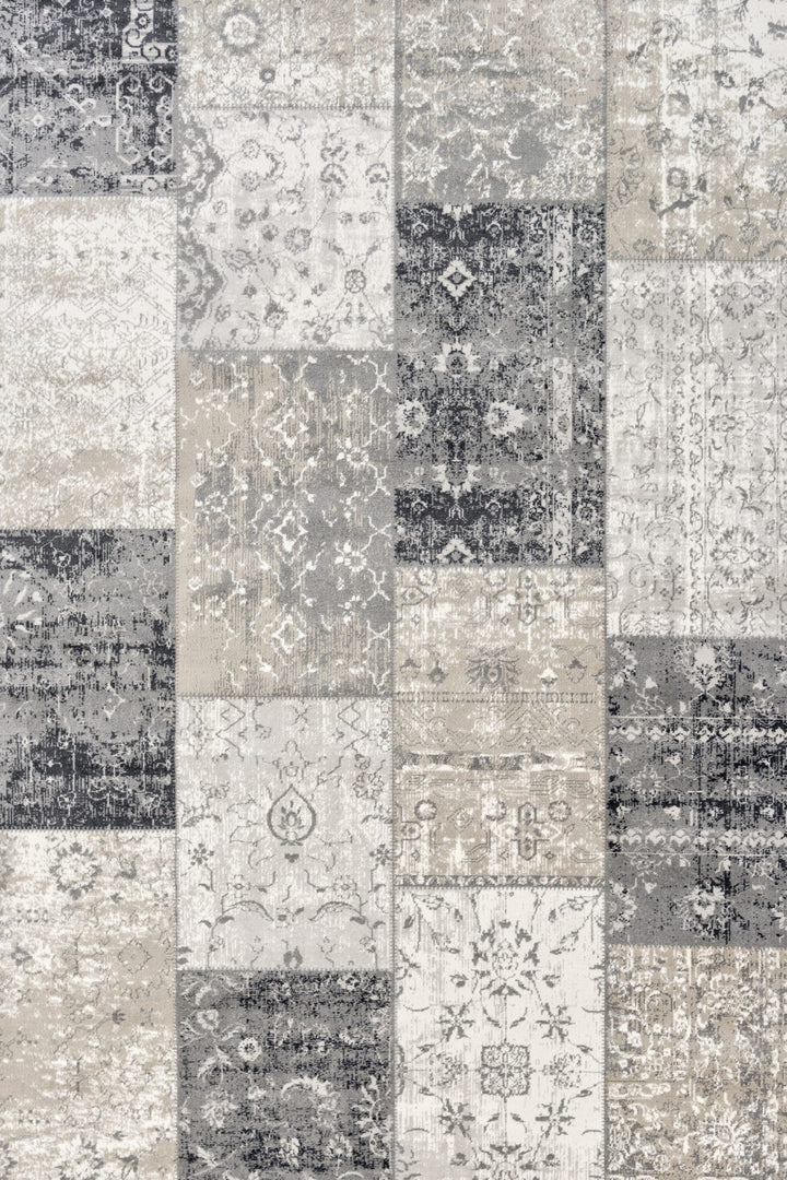 Vloerkleed  Lifa Living Vintage Patch Dark Grey