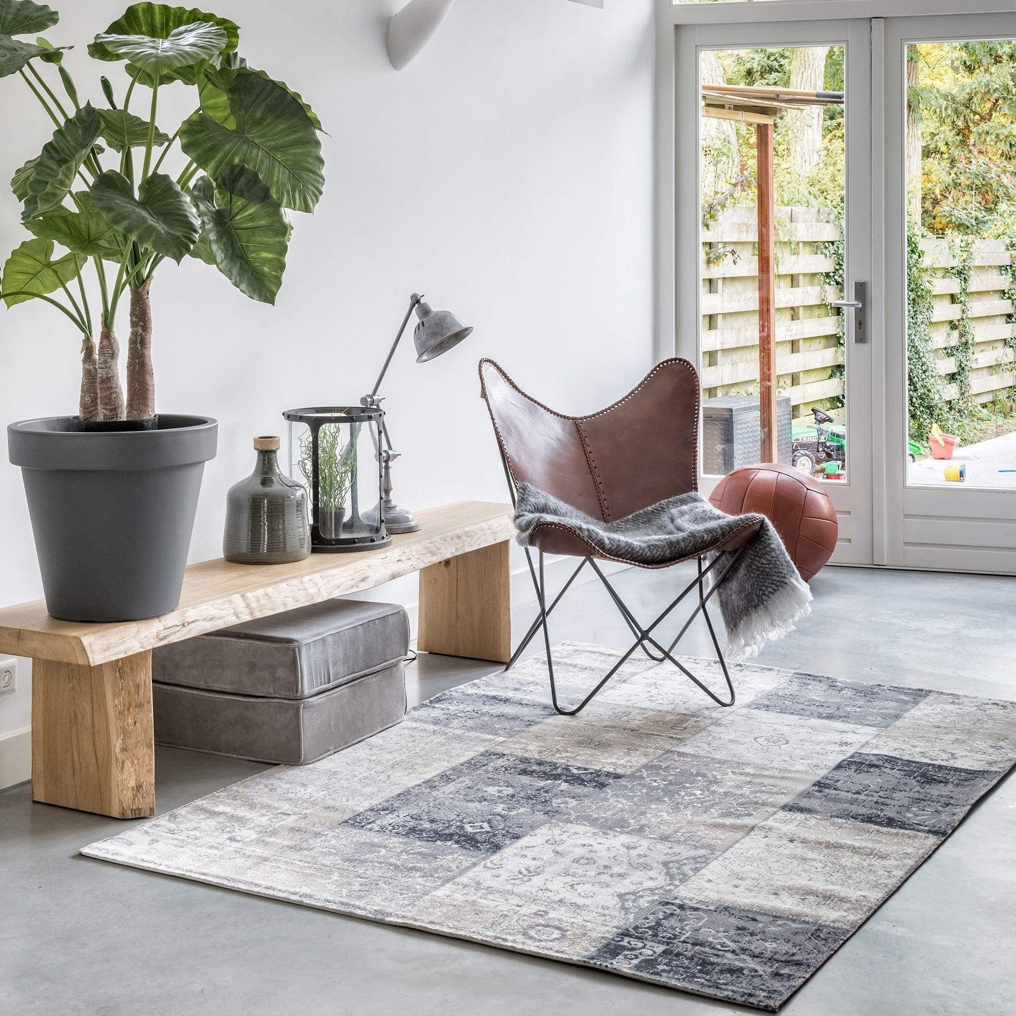 Vloerkleed  Lifa Living Vintage Patch Dark Grey