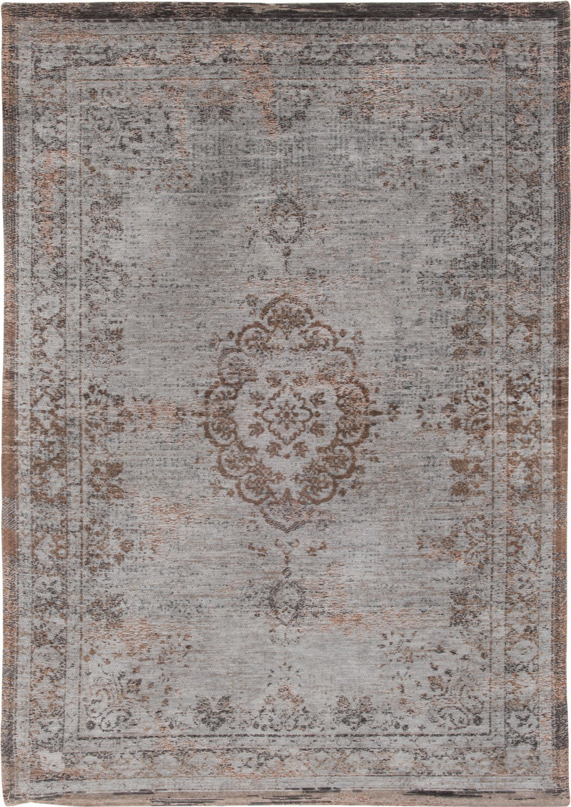 Laagpolig vloerkleed Louis de Poortere 8257 Fading World Medallion Grey Ebony