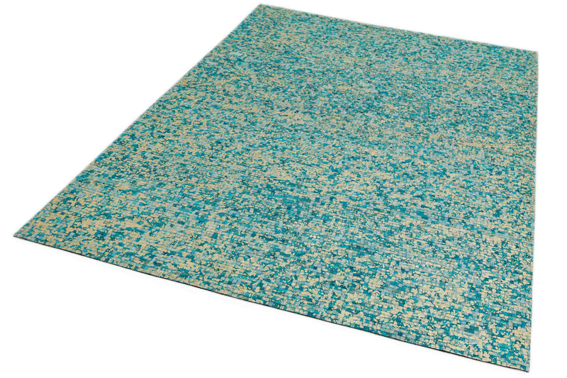 Laagpolig vloerkleed Easy Living Elona Mosaic Cowhide Aqua