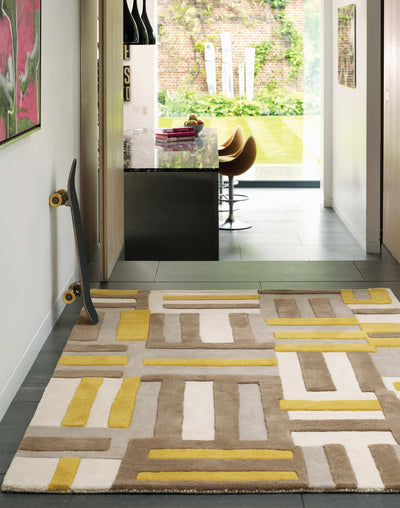 Laagpolig vloerkleed Easy Living Matrix Code Yellow