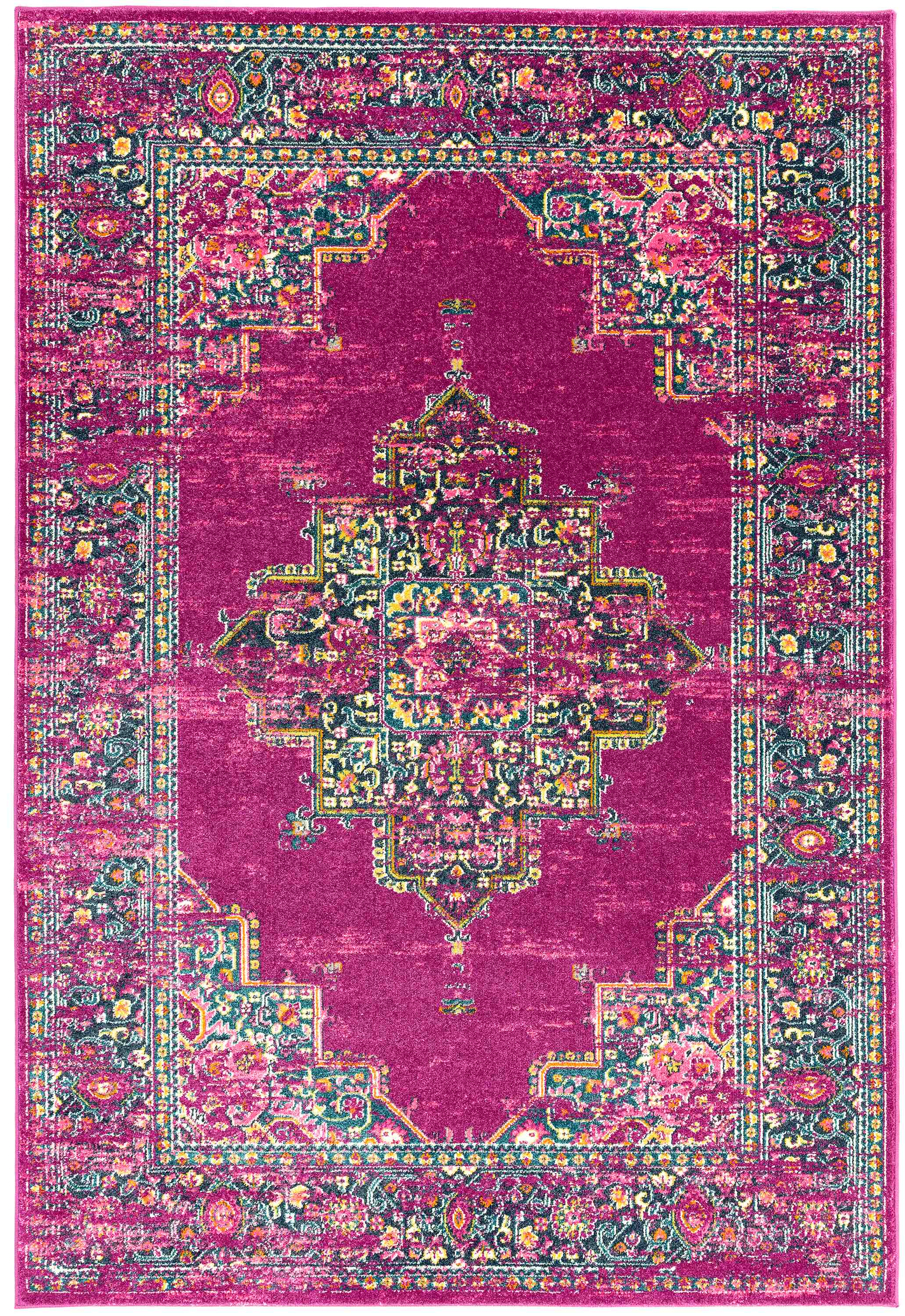 Vintage look vloerkleed Easy Living Colt Medallion Fuchsia