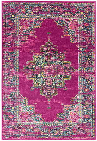 Vintage look vloerkleed Easy Living Colt Medallion Fuchsia