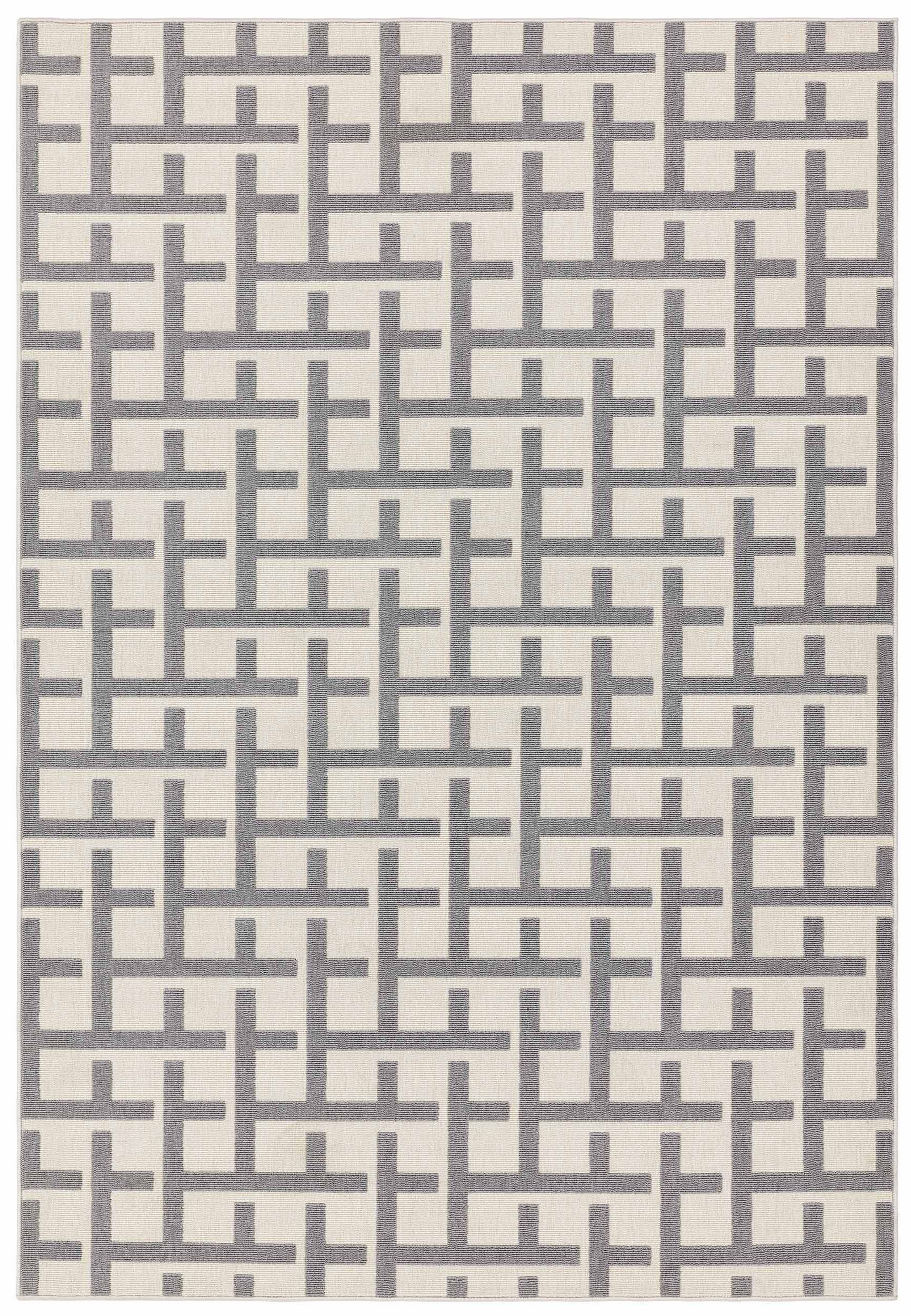 Vloerkleed Easy Living Antibes White Grey Grid