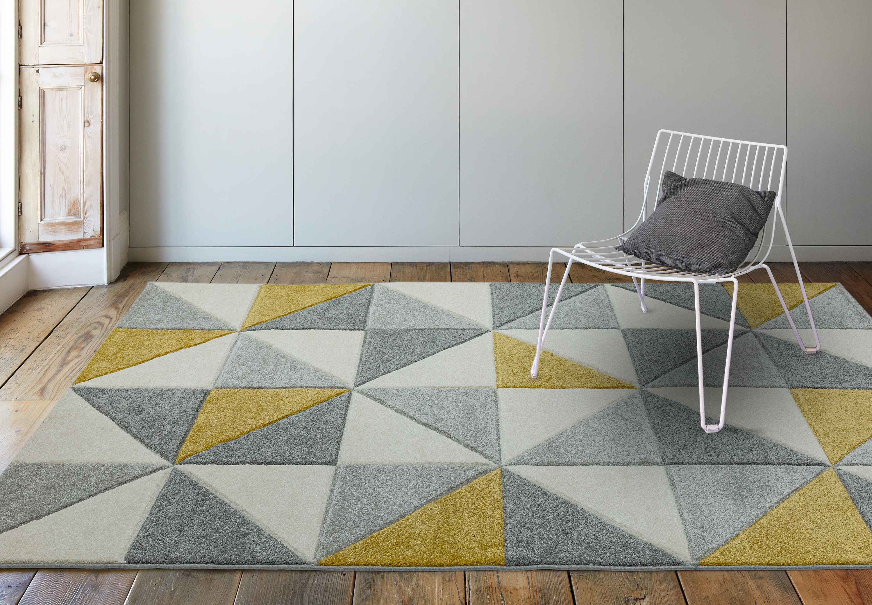 Laagpolig vloerkleed Easy Living Sketch Cubic Ochre