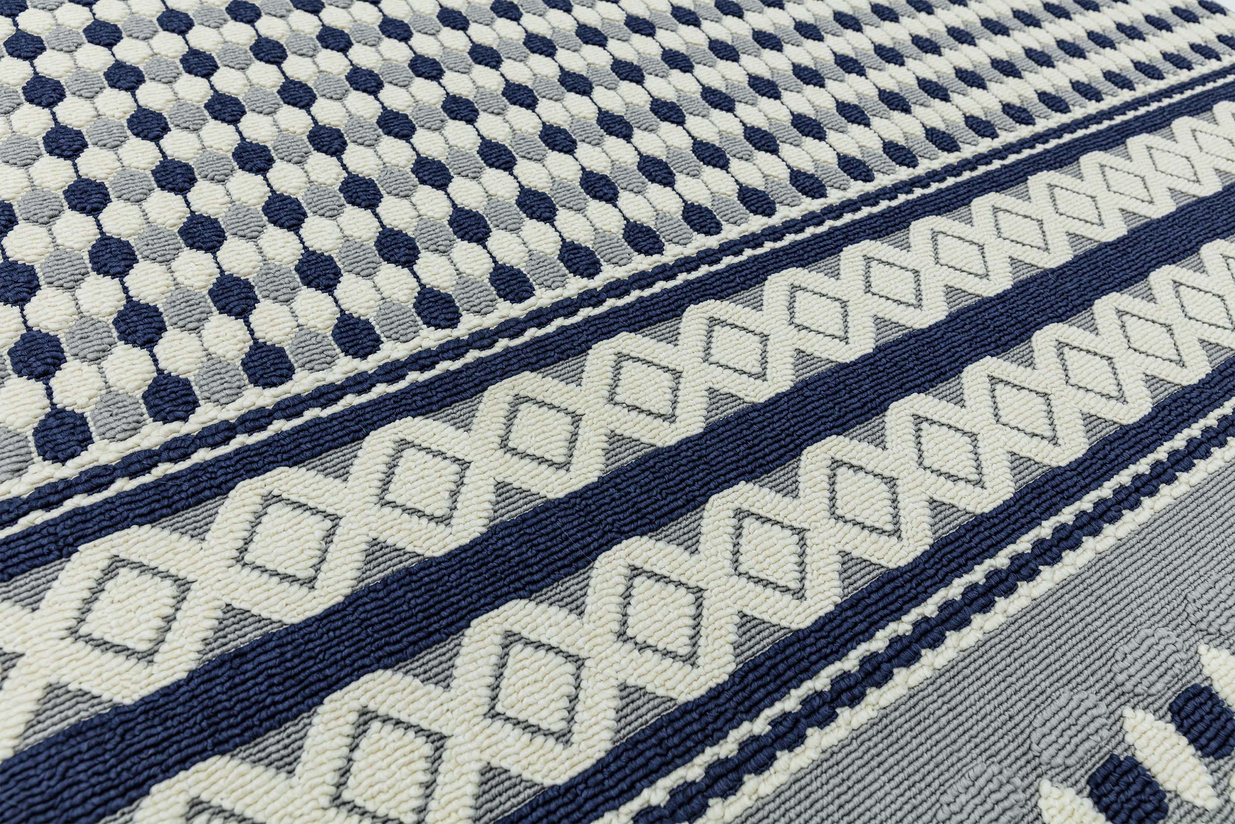 Vloerkleed Easy Living Antibes Blue White Geometric