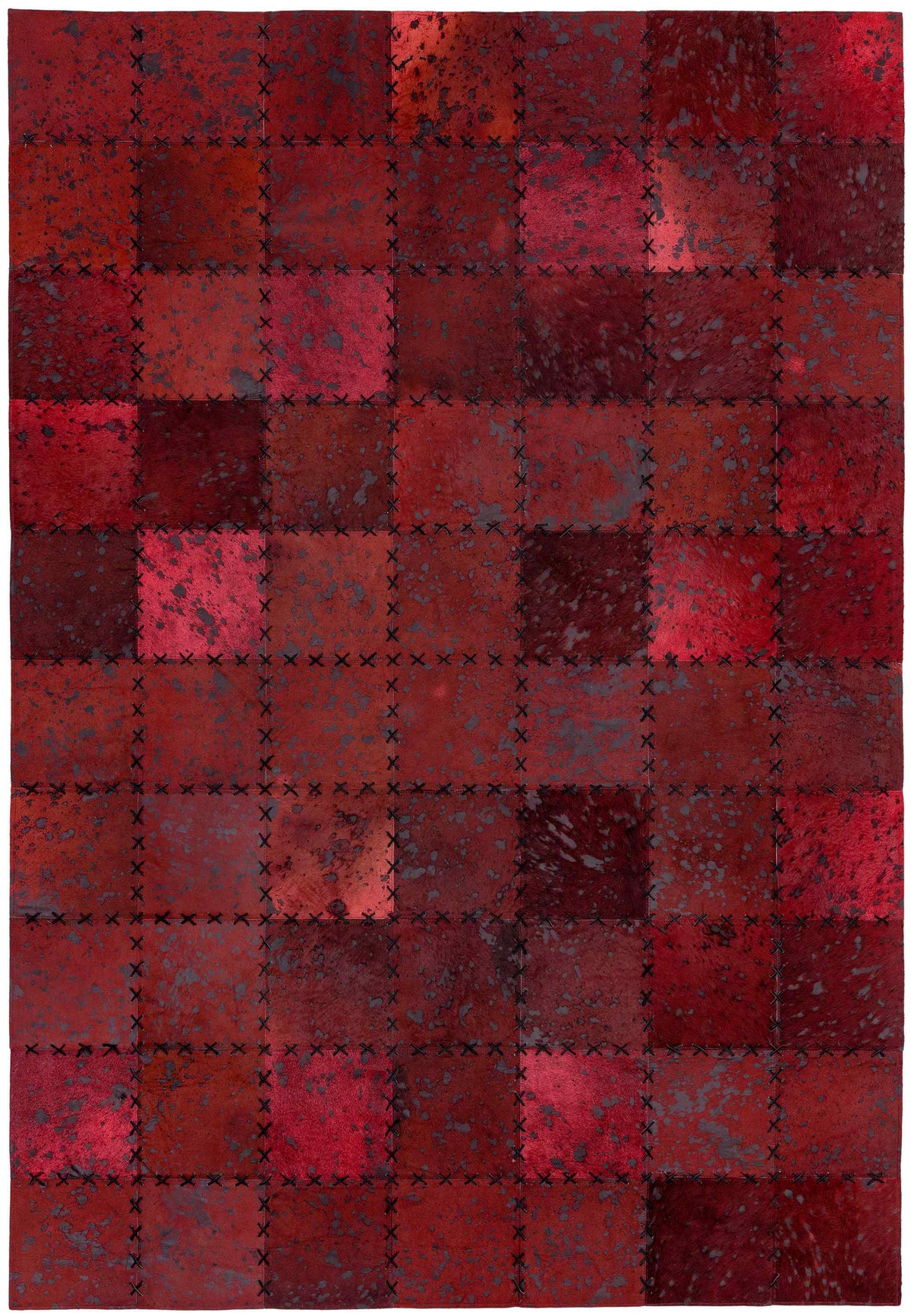 Laagpolig vloerkleed Easy Living Xylo Hand Sewn Cowhide Red Cross Stitch