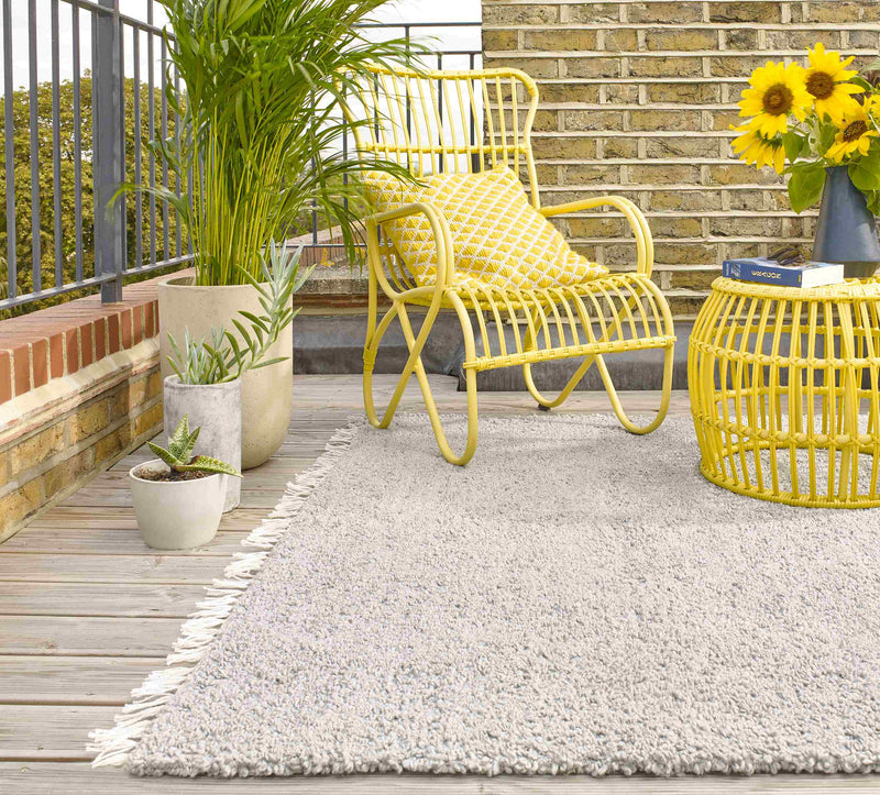 Laagpolig vloerkleed Easy Living Clover Silver Cream in and outdoor