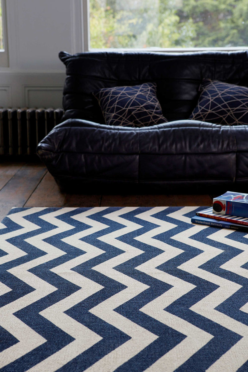 Laagpolig vloerkleed Easy Living Onix Rug 12 Zig Zag Blue
