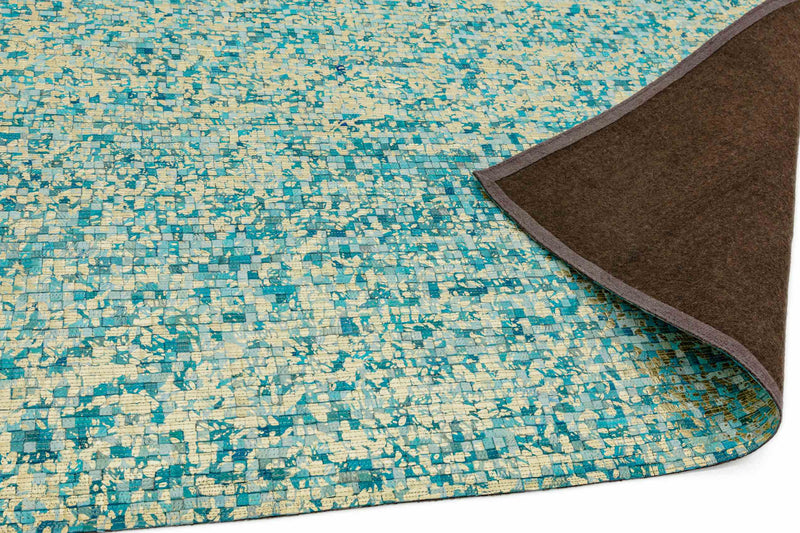 Laagpolig vloerkleed Easy Living Elona Mosaic Cowhide Aqua