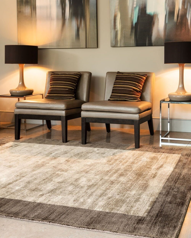 Laagpolig vloerkleed Easy Living Blade Border Rug Choco Mocha