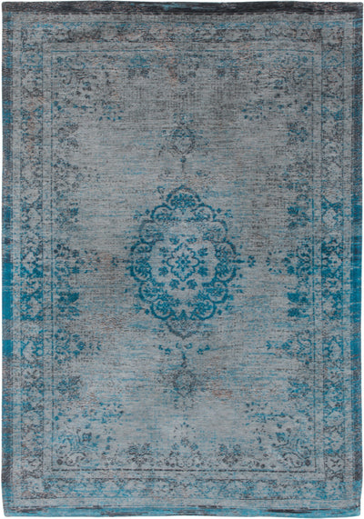 Laagpolig vloerkleed Louis de Poortere 8255 Fading World Medallion Grey Turquoise