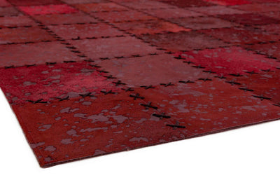 Laagpolig vloerkleed Easy Living Xylo Hand Sewn Cowhide Red Cross Stitch