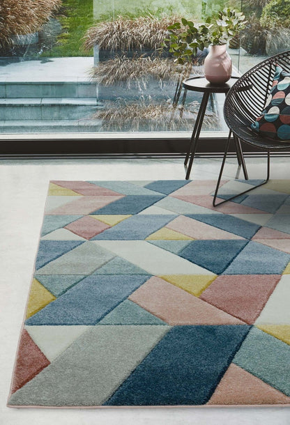 Laagpolig vloerkleed Easy Living Sketch Rhombus Multi