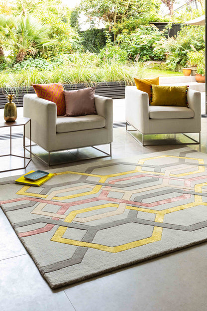 Laagpolig vloerkleed Easy Living Matrix Hexagon Silver
